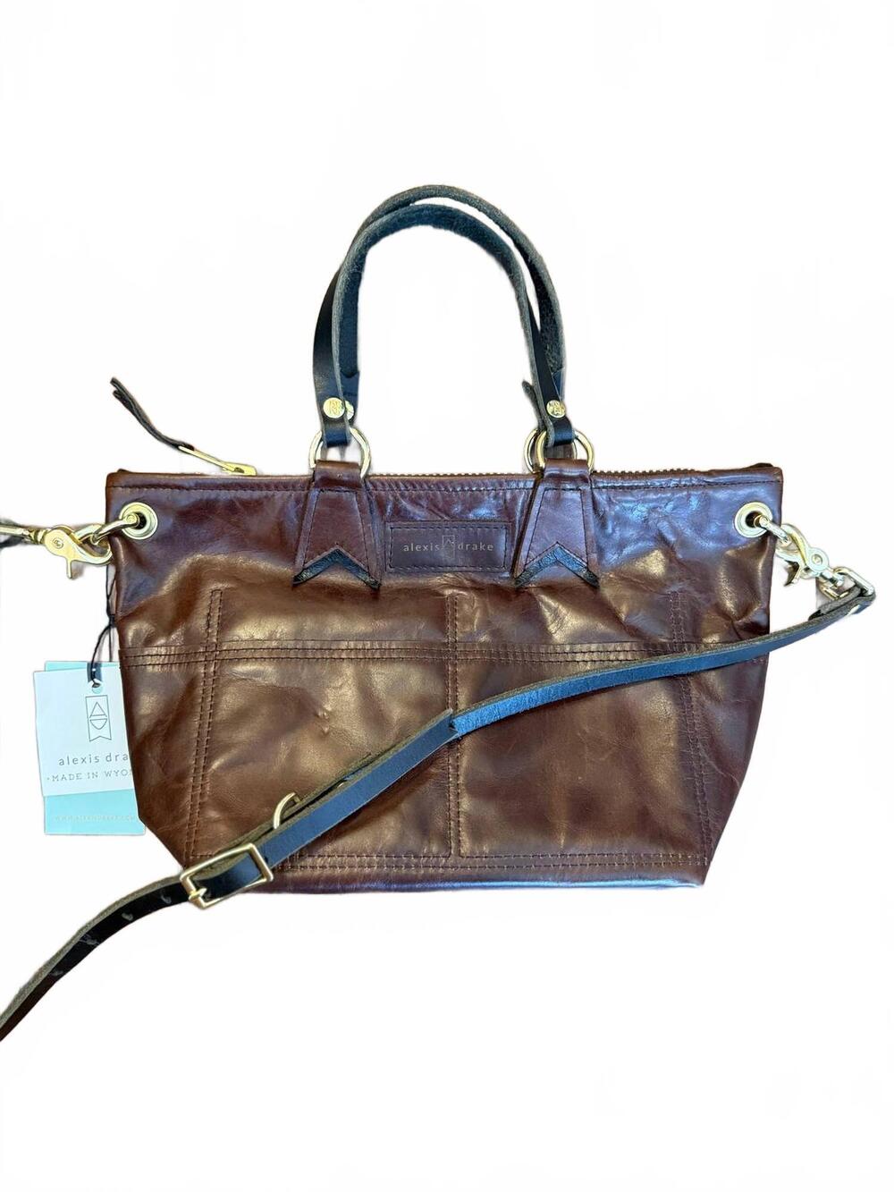 NEW ALEXIS DRAKE women's coco satchel crossbody bag in rocky